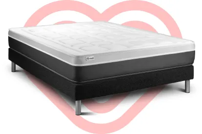 Ensemble Matelas Sommier 180x200 cm - Sommier Noir (en kit) - Vital Soft