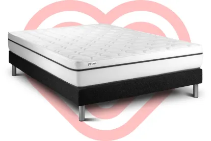 Ensemble Matelas Sommier 135x190 cm - Sommier Noir (en kit) - Vital Spa
