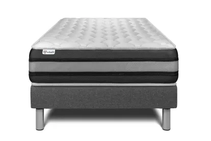 Ensemble Matelas Sommier 120x200 cm - Sommier Gris (en kit) - Vitalspring Zen