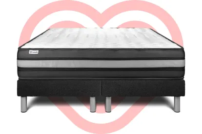 Ensemble Matelas Sommier 180x200 cm - 2 Sommiers Noir - Vital Power Zen