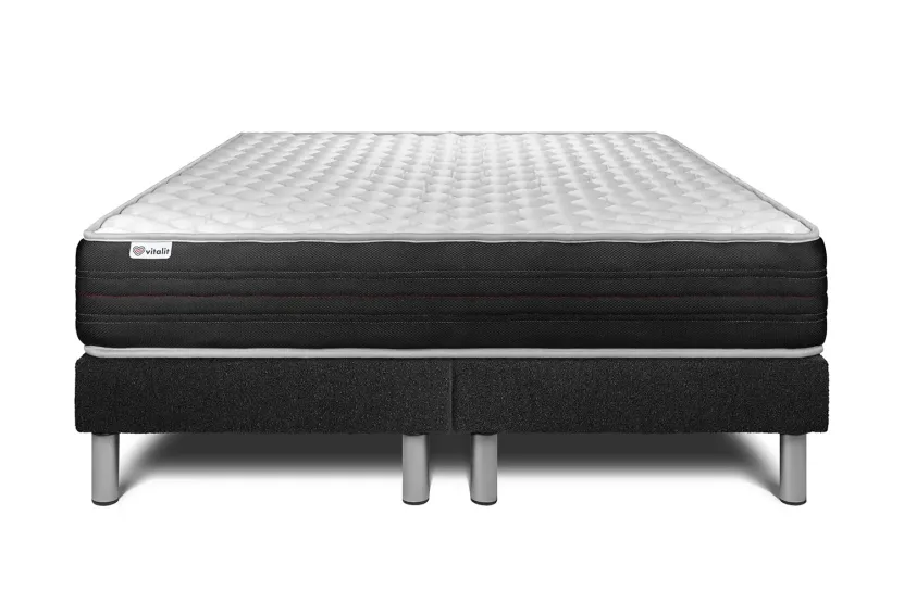 Ensemble Matelas Sommier 180x200 cm - 2 Sommiers Noir - Vitalmemo One