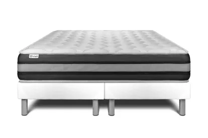 Ensemble Matelas Sommier 200x200 cm - 2 Sommiers Blanc - Vitalspring Zen