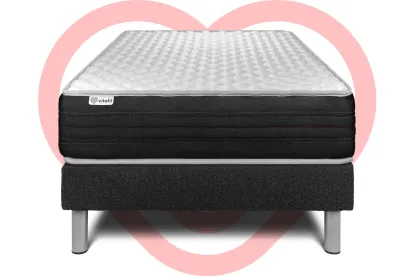 Ensemble Matelas Sommier 120x200 cm - Sommier Noir (en kit) - Vitalmemo One