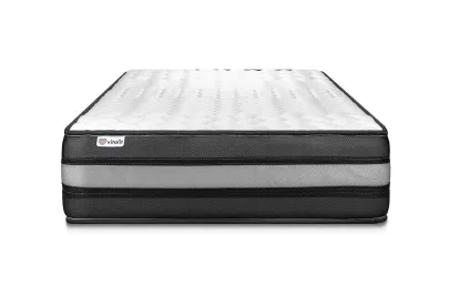Ensemble Matelas Sommier 90x190 cm - Sommier Noir (déjà monté) - Vital Power Zen