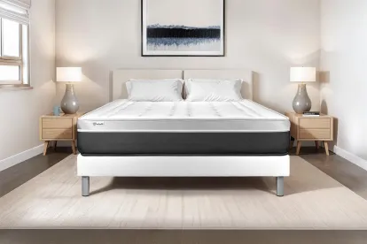 Ensemble Matelas Sommier 160x200 cm - Sommier Blanc (en kit) - Vital Soft