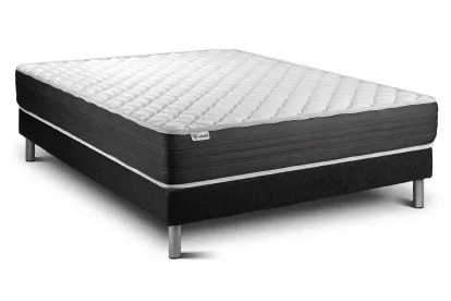 Ensemble Matelas Sommier 160x220 cm - Sommier Noir (en kit) - Vitalmemo One