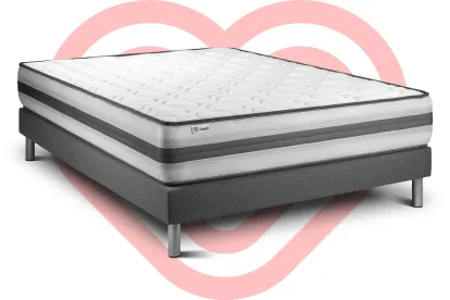 Ensemble Matelas Sommier 140x200 cm - Sommier Gris (déjà monté) - Vitalpower Recover