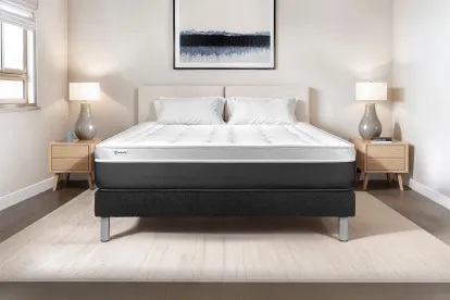 Ensemble Matelas Sommier 200x200 cm - Sommier Noir (en kit) - Vital Soft