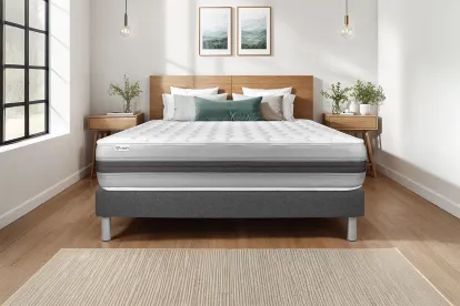Ensemble Matelas Sommier 140x200 cm - Sommier Gris (déjà monté) - Vitalspring Recover
