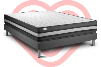 Ensemble Matelas Sommier 160x190 cm - Sommier Gris (en kit) - Vital Power Zen
