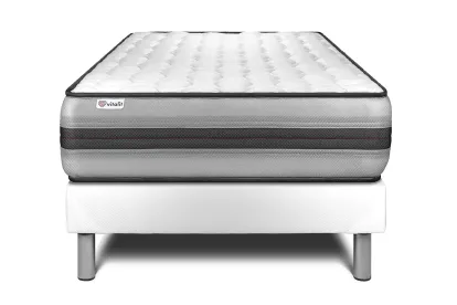 Ensemble Matelas Sommier 90x200 cm - Sommier Blanc (en kit) - Vitalpower Recover