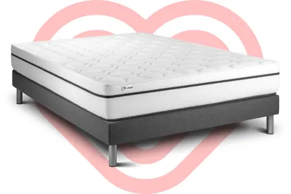 Ensemble Matelas Sommier 150x190 cm - Sommier Gris (en kit) - Vital Spa