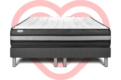 Ensemble Matelas Sommier 200x200 cm - 2 Sommiers Gris - Vital Power Zen
