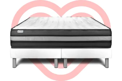 Ensemble Matelas Sommier 160x200 cm - 2 Sommiers Blanc - Vital Power Zen