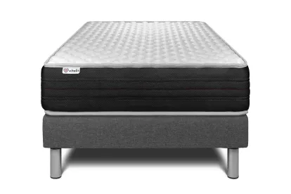 Ensemble Matelas Sommier 120x200 cm - Sommier Gris (en kit) - Vitalmemo One