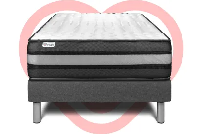 Ensemble Matelas Sommier 90x200 cm - Sommier Gris (déjà monté) - Vital Power Zen