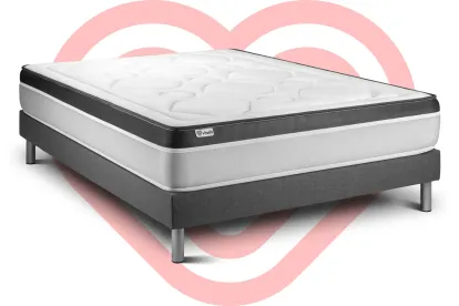 Ensemble Matelas Sommier 150x190 cm - Sommier Gris (en kit) - Vital Ergo