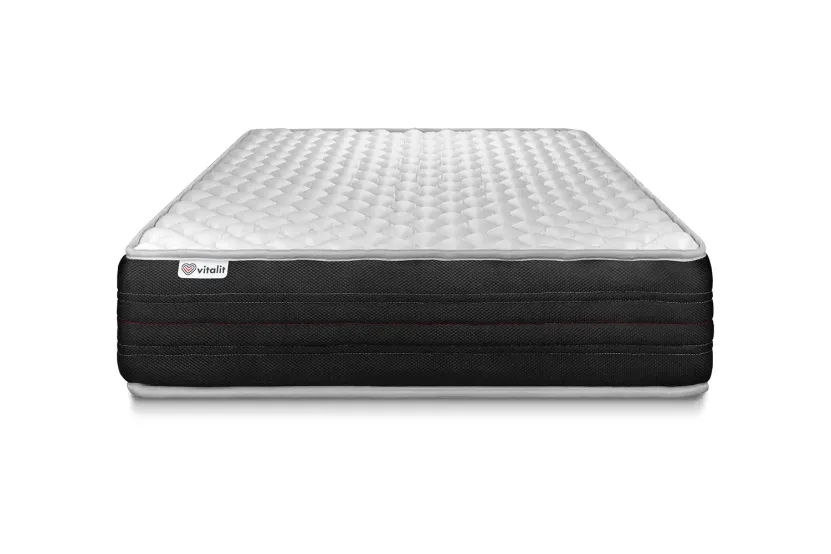 Ensemble Matelas Sommier 90x200 cm - Sommier Blanc (déjà monté) - Vitalmemo One