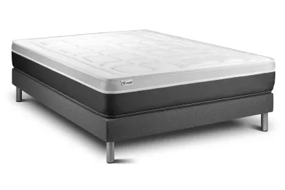 Ensemble Matelas Sommier 140x200 cm - Sommier Gris (en kit) - Vital Soft