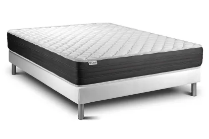 Ensemble Matelas Sommier 180x200 cm - Sommier Blanc (en kit) - Vitalmemo One