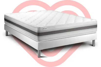 Ensemble Matelas Sommier 140x200 cm - Sommier Blanc (déjà monté) - Vitalmemo Back
