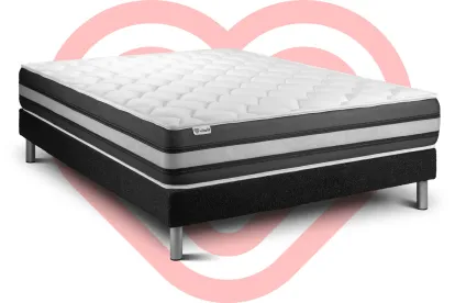 Ensemble Matelas Sommier 140x190 cm - Sommier Noir (en kit) - Vitalspring Zen