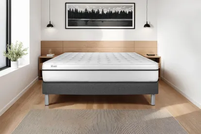 Ensemble Matelas Sommier 150x190 cm - Sommier Gris (en kit) - Vital Spa