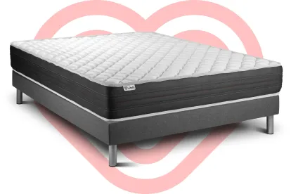 Ensemble Matelas Sommier 150x190 cm - Sommier Gris (en kit) - Vitalmemo One