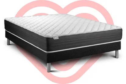 Ensemble Matelas Sommier 150x200 cm - Sommier Noir (en kit) - Vitalmemo One