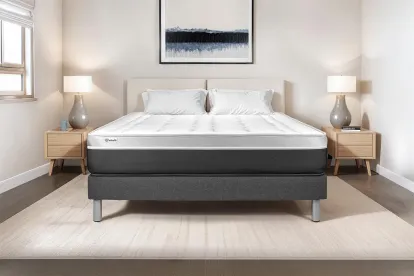 Ensemble Matelas Sommier 140x190 cm - Sommier Gris (en kit) - Vital Soft