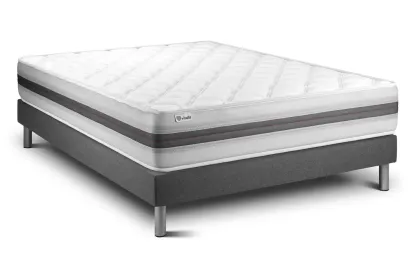 Ensemble Matelas Sommier 180x200 cm - Sommier Gris (en kit) - Vitalmemo Back