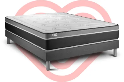 Ensemble Matelas Sommier 200x200 cm - Sommier Gris (en kit) - Vital Care