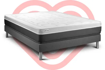 Ensemble Matelas Sommier 150x200 cm - Sommier Gris (en kit) - Vital Soft