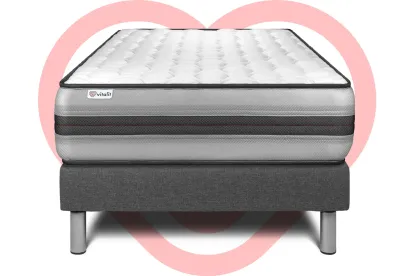 Ensemble Matelas Sommier 90x190 cm - Sommier Gris (déjà monté) - Vitalpower Recover