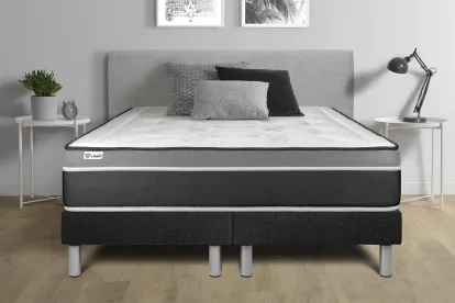 Sommier Tapissier 2x 90x200 cm - H29 cm - Toile - Noir