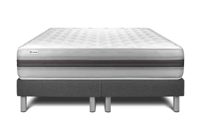 Ensemble Matelas Sommier 160x200 cm - 2 Sommiers Gris - Vitalmemo Back