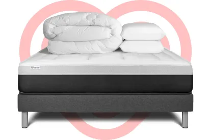 Pack lit complet 140x190 cm - Matelas + Sommier Gris (en kit) + 2 oreillers + Couette - Vital Form