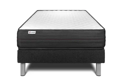 Ensemble Matelas Sommier 90x190 cm - Sommier Noir (en kit) - Vitalpower