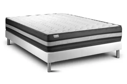 Ensemble Matelas Sommier 130x200 cm - Sommier Blanc (en kit) - Vital Power Zen