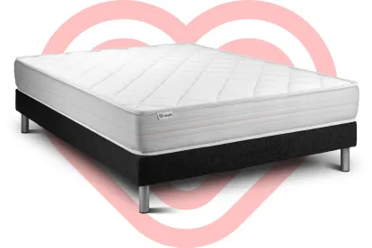 Ensemble Matelas Sommier 150x190 cm - Sommier Noir (en kit) - Vitalmemo