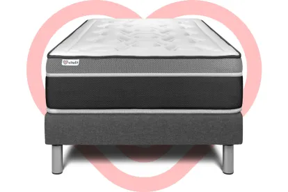 Ensemble Matelas Sommier 120x190 cm - Sommier Gris (en kit) - Vital Care