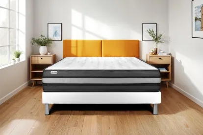 Ensemble Matelas Sommier 180x220 cm - Sommier Blanc (en kit) - Vital Power Zen