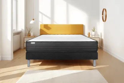 Ensemble Matelas Sommier 180x200 cm - Sommier Noir (en kit) - Vitalpower