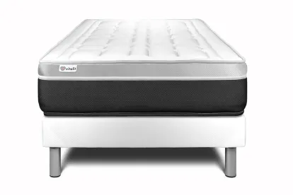 Ensemble Matelas Sommier 90x190 cm - Sommier Blanc (en kit) - Vital Soft