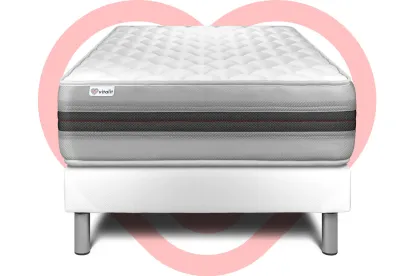 Ensemble Matelas Sommier 90x200 cm - Sommier Blanc (déjà monté) - Vitalmemo Back