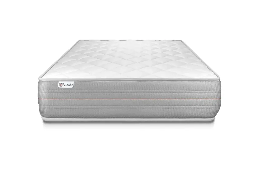 Ensemble Matelas Sommier 90x200 cm - Sommier Noir (déjà monté) - Vitalmemo