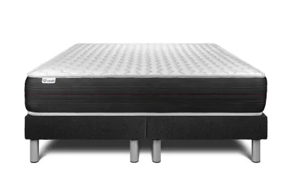 Ensemble Matelas Sommier 200x200 cm - 2 Sommiers Noir - Vitalspring
