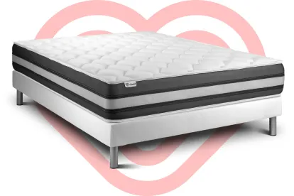 Ensemble Matelas Sommier 140x190 cm - Sommier Blanc (en kit) - Vitalspring Zen