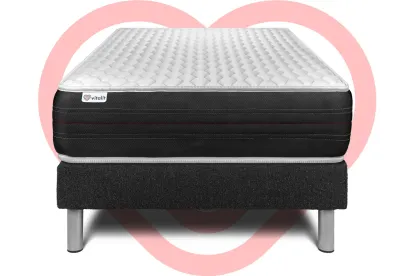 Ensemble Matelas Sommier 90x190 cm - Sommier Noir (déjà monté) - Vitalspring