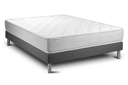 Ensemble Matelas Sommier 180x220 cm - Sommier Gris (en kit) - Vitalmemo